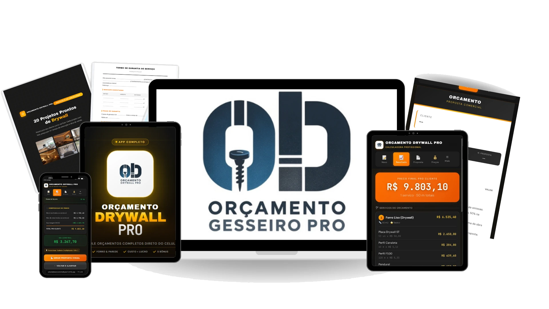 Orçamento Gesseiro PRO em múltiplos dispositivos